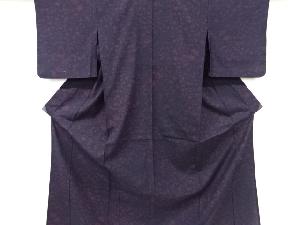 草花模様織り出し手織り紬単衣着物